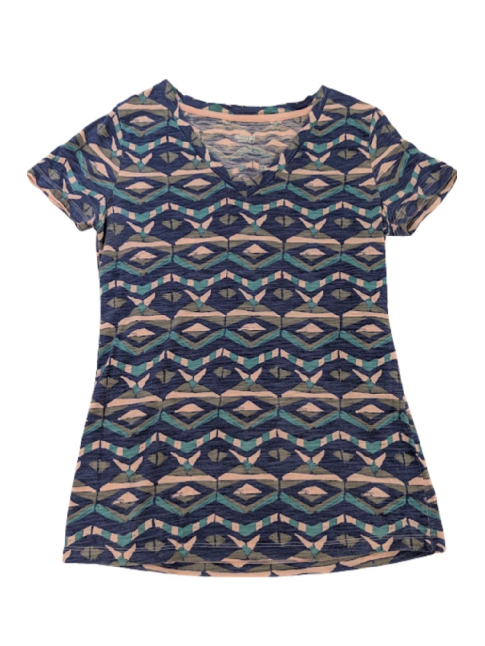 Mossimo Geometric Tee Short Sleeve Boho Southwestern Festival Tribal V Neck S